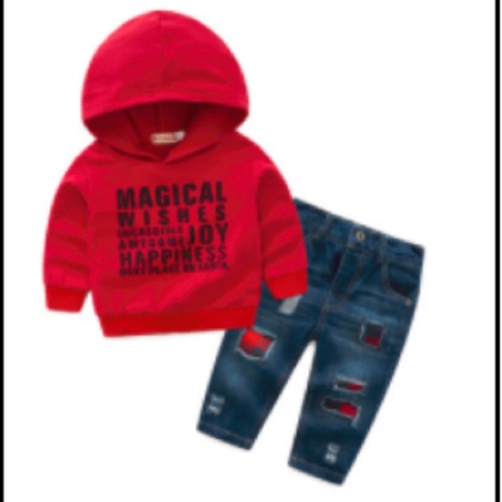 2pcs hoodie and jean set
